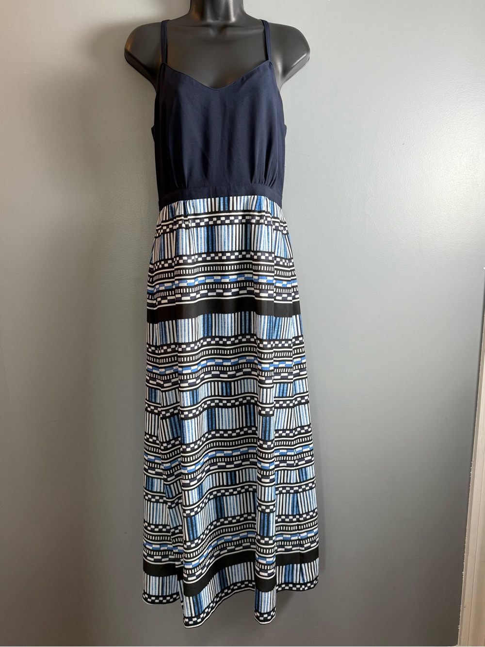 J.Crew Geometric Print Spaghetti Strap Maxi Dress Womens Sz 4